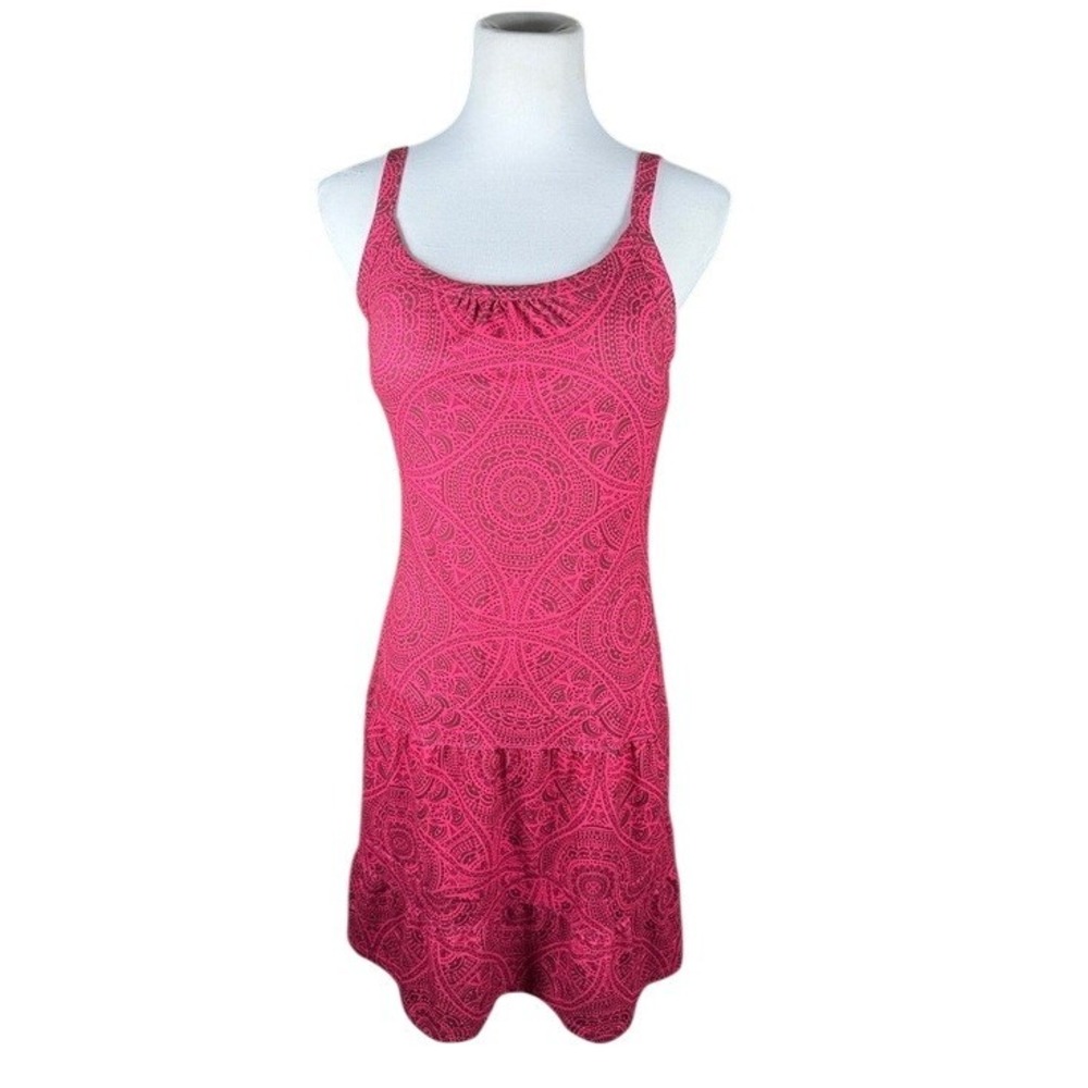 Prana Dress Women Medium Pink Mandala Geometric Activewear Drop Waist Sleeveless